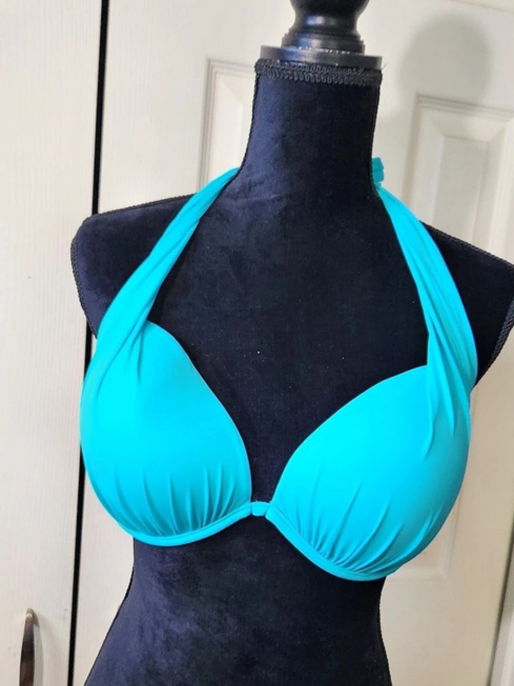 NWOT VENUS Marilyn  Push-Up Halter Bikini Top Blue Size DD